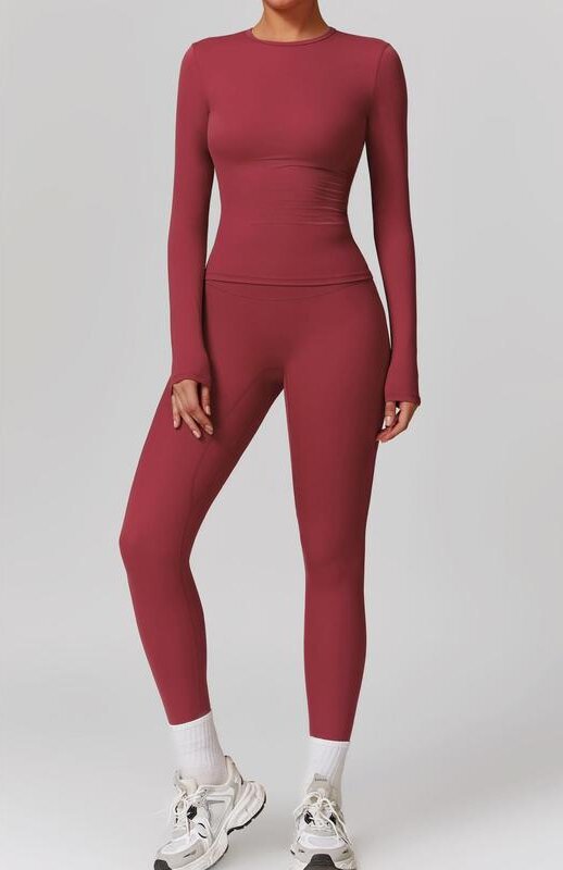Stretch Quick-Dry Yoga Suit Long Sleeve Two-Piece