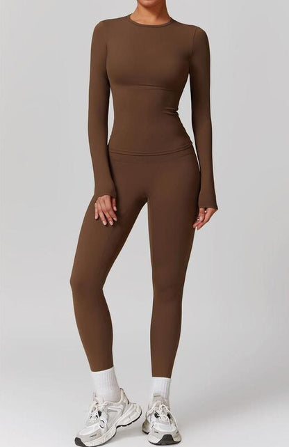 Stretch Quick-Dry Yoga Suit Long Sleeve Two-Piece