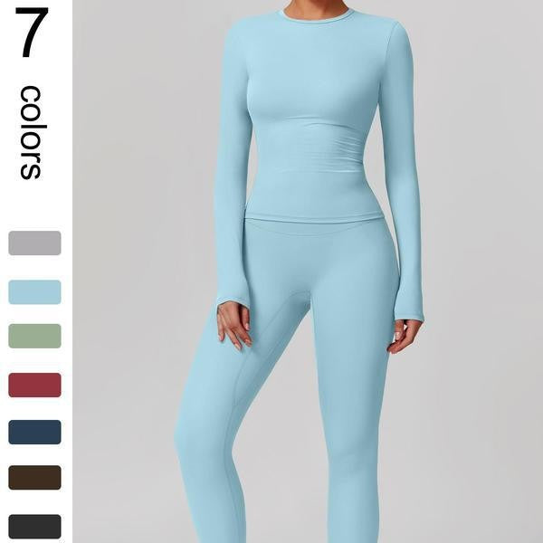 Stretch Quick-Dry Yoga Suit Long Sleeve Two-Piece