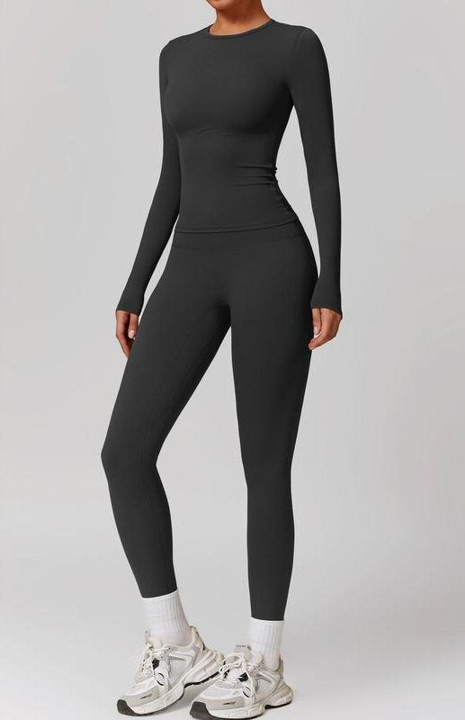 Stretch Quick-Dry Yoga Suit Long Sleeve Two-Piece