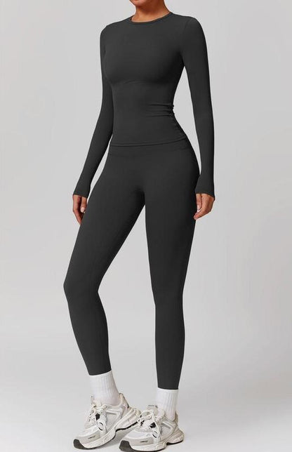 Stretch Quick-Dry Yoga Suit Long Sleeve Two-Piece